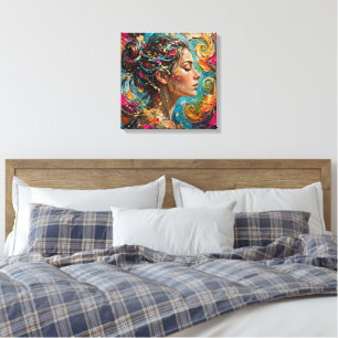Vivid Abstract Woman Portrait Canvas Print