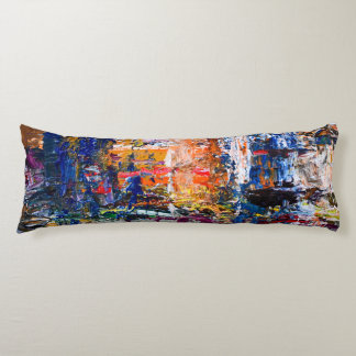Vivid Abstraction – Oil Paint Chaos on Artist’s Pa Body Pillow