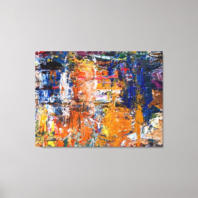 Vivid Abstraction – Oil Paint Chaos on Artist’s Pa Canvas Print (Front)