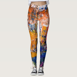 Vivid Abstraction – Oil Paint Chaos on Artist’s Pa Leggings
