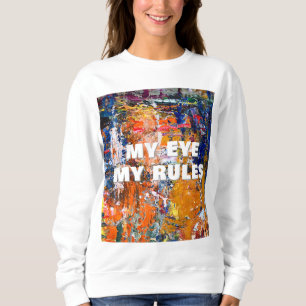 Vivid Abstraction – Oil Paint Chaos on Artist’s Pa Sweatshirt