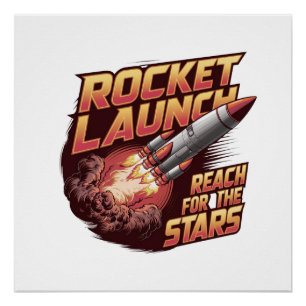 Vivid and Bold Rocket Launch Glossy Poster