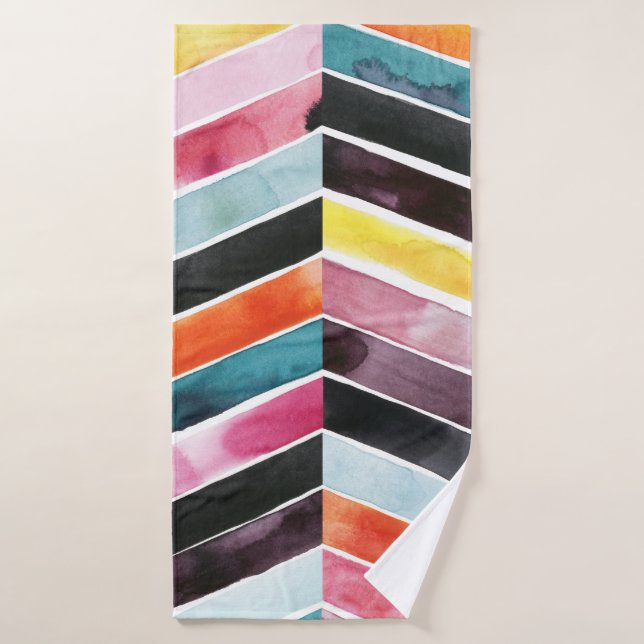 Vivid aquarelle Chevron I (Serviette de bain)