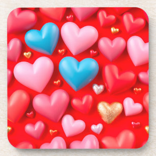 Vivid arrangement of hearts coaster