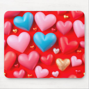 Vivid arrangement of hearts mouse pad