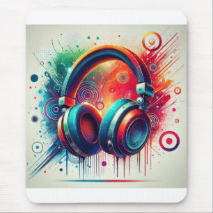 Vivid Artistic Headphones Mouse Pad