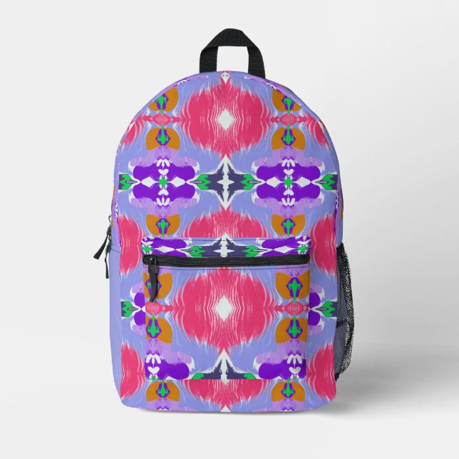 Vivid Aurora Kaleidoscope Electric Bloom Printed Backpack (Front)