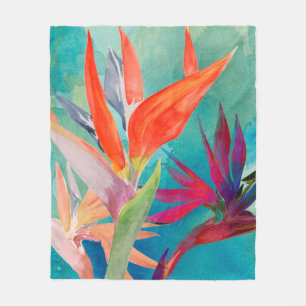 Vivid Birds of Paradise Fleece Blanket
