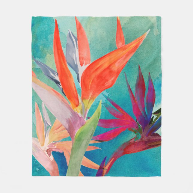 Vivid Birds of Paradise Fleece Blanket (Front)