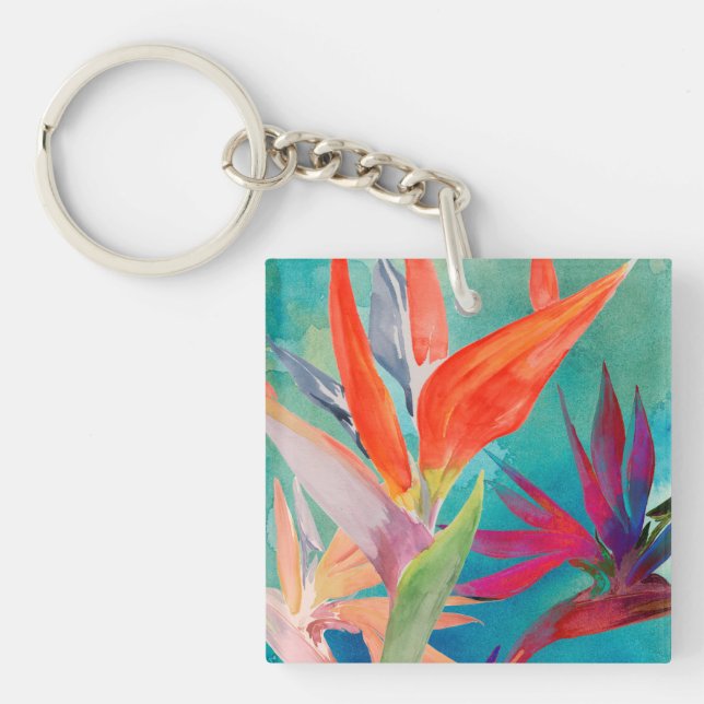 Vivid Birds of Paradise Keychain (Front)