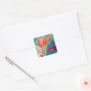 Vivid Birds of Paradise Square Sticker