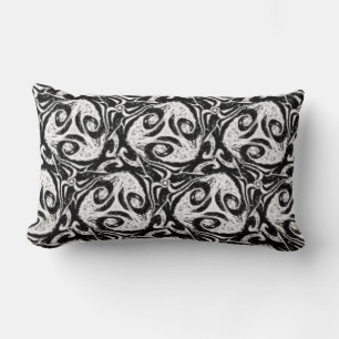 Vivid Black & White Abstract  Cozy Lumbar Pillow