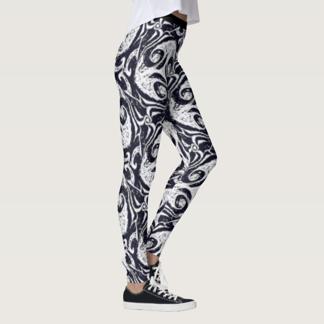 Vivid Black & White Abstract Yoga Pants Leggings (Right)