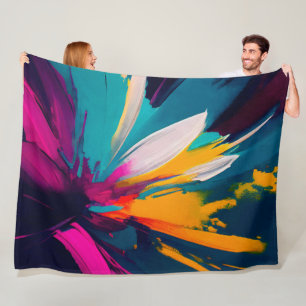 Vivid Bloom – Explosive Abstract Floral Energy Fleece Blanket