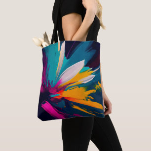Vivid Bloom – Explosive Abstract Floral Energy Tote Bag
