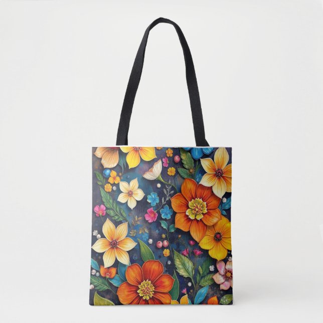 Vivid Bloom Tote Bag (Front)