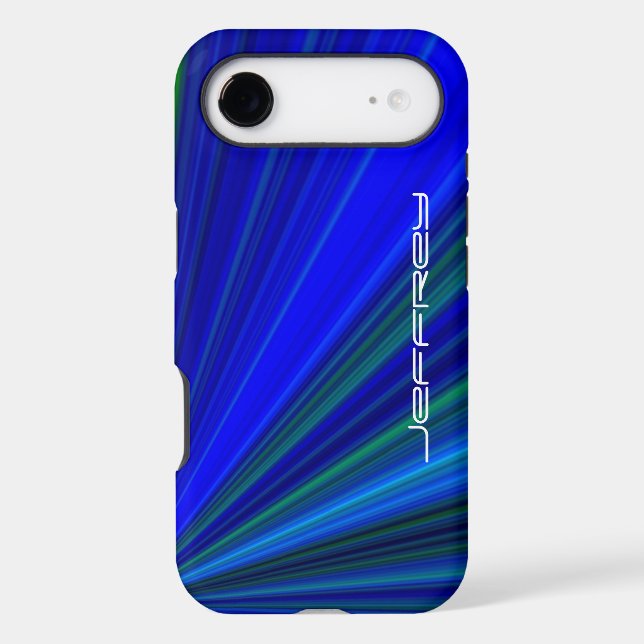 Vivid Blue & Green Starburst, Personalized Name (Back)