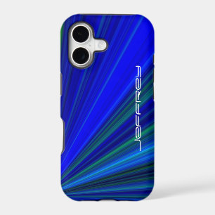 Vivid Blue & Green Starburst, Personalized Name