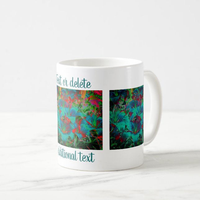 Vivid Blue Lilies Floral Art Personalized Coffee Mug (Front Right)
