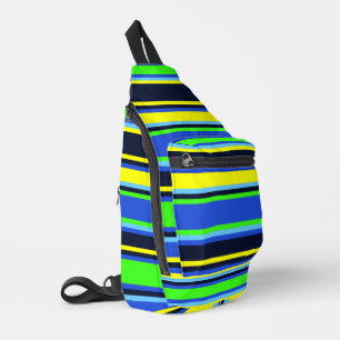 Vivid Blue, Lime, & Yellow Striped Sew Bag