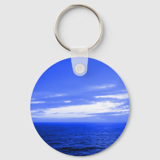 Vivid Blue Ocean Sunset Sky Keychain
