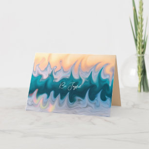 Vivid Blue Ocean Waves Abstract Be Joyful Minimal  Holiday Card