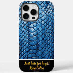 Vivid blue snakeskin shimmering under soft light iPhone 16 pro max case