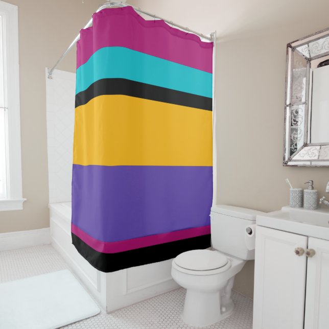 vivid bold Stripes purple yellow blue (In Situ)