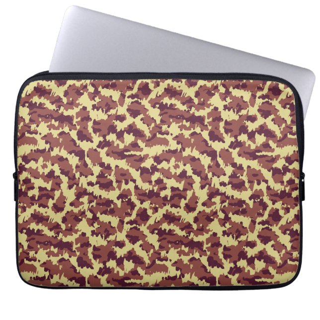 Vivid Camo Doodle Retro Black and Red Seamless Laptop Sleeve (Front)