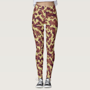 Vivid Camo Doodle Retro Black and Red Seamless Leggings