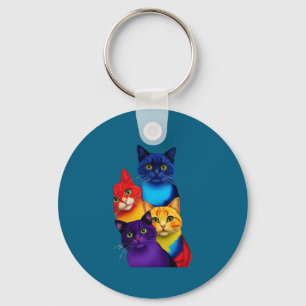 vivid cat faces t-shirt-perfect for cat lovers keychain
