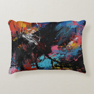 Vivid Chaos – Bold Abstract Expressionist Art Prin Accent Pillow