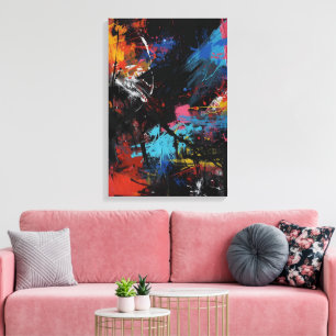 Vivid Chaos – Bold Abstract Expressionist Art Prin Canvas Print