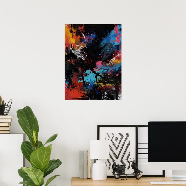 Vivid Chaos – Bold Abstract Expressionist Art Prin Poster (Home Office)