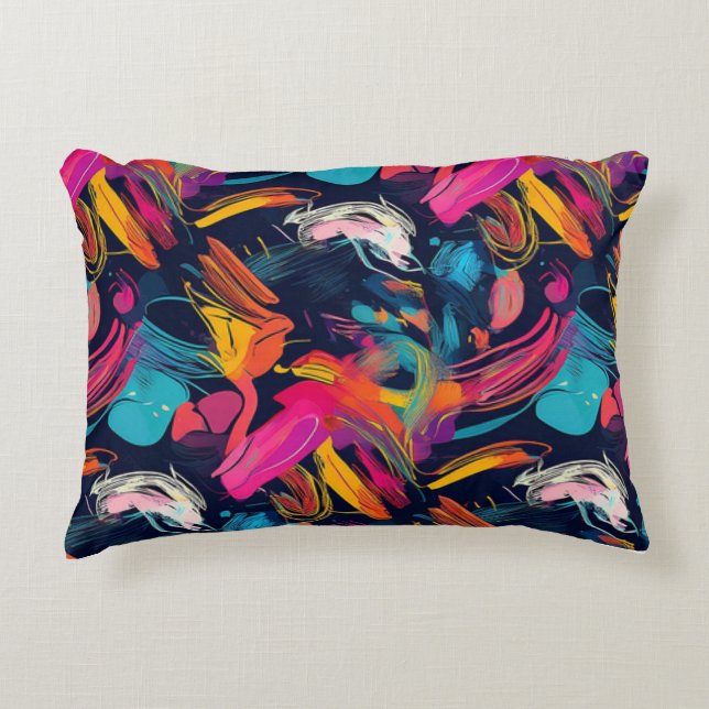Vivid Chaos Splash Graffiti Accent Pillow (Front)