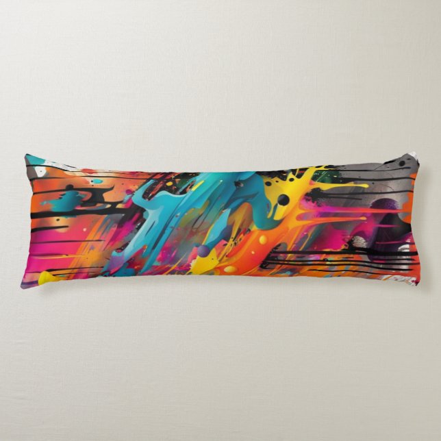 Vivid Chaos Splash Graffiti Body Pillow (Front)