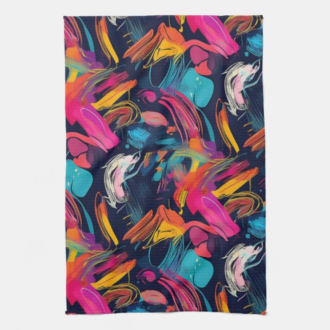 Vivid Chaos Splash Graffiti Kitchen Towel (Vertical)