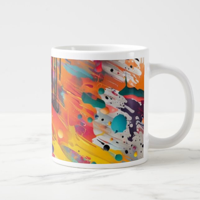Vivid Chaos Splash Graffiti Large Coffee Mug (Right)