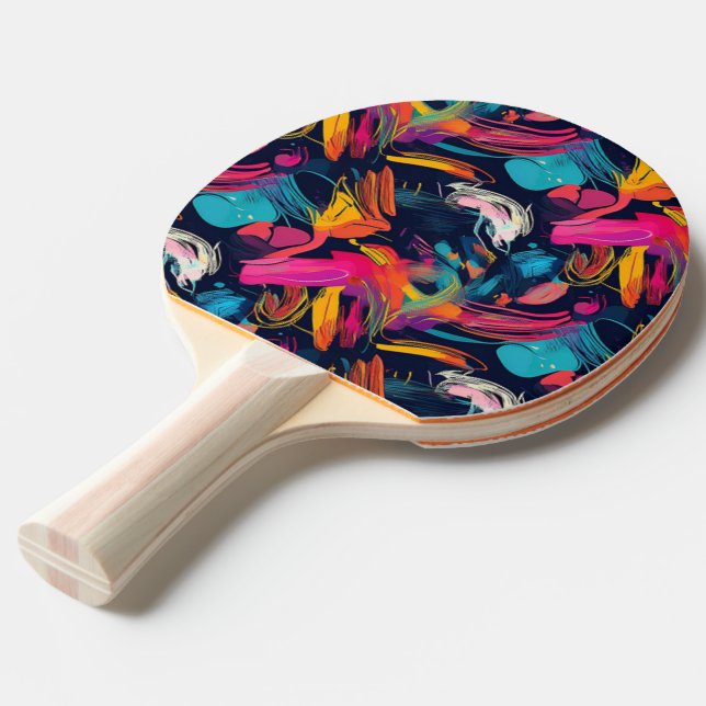 Vivid Chaos Splash Graffiti Ping Pong Paddle (Front Angle)