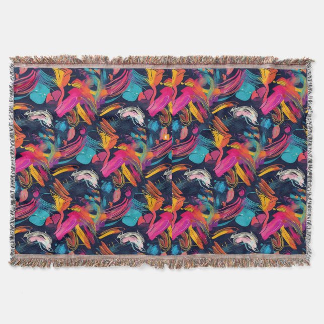 Vivid Chaos Splash Graffiti Throw Blanket (Front)