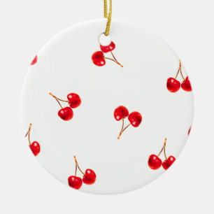 Vivid Cherry Pattern Ceramic Ornament