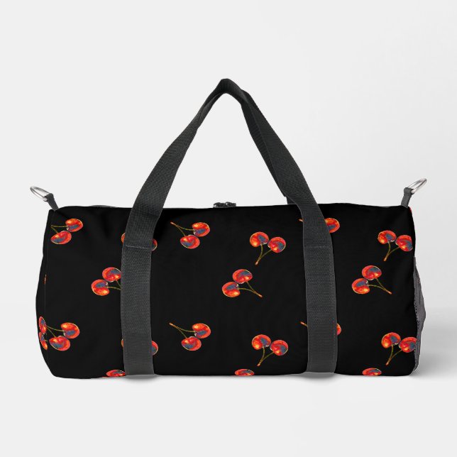 Vivid Cherry Pattern Duffle Bag (Front)