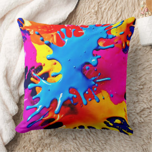 Vivid Colour Splash Art Throw Pillow