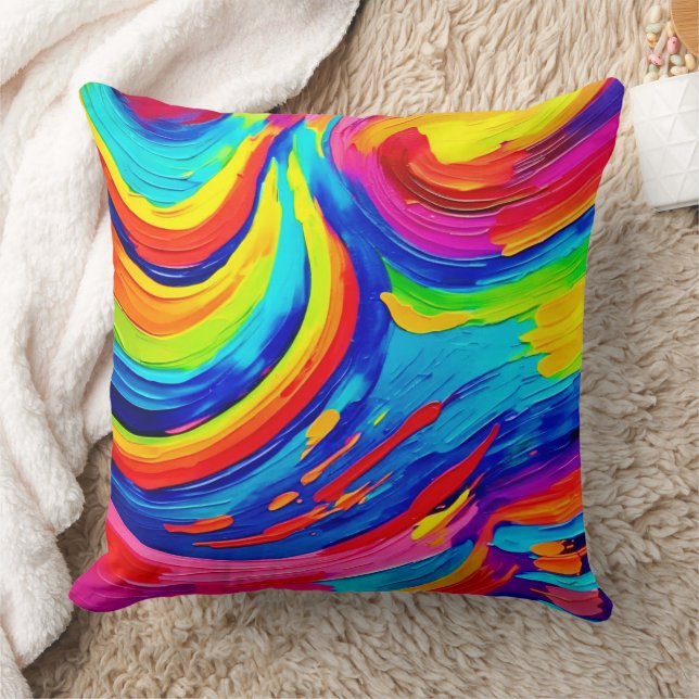  Vivid Colour Vortex Throw Pillow (Blanket)