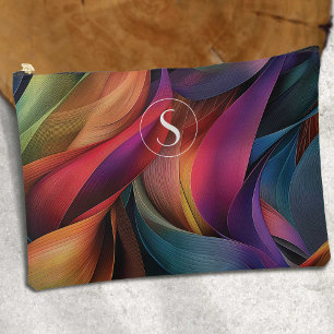 Vivid Colourful Abstract Pattern, Monogram Accessory Pouch