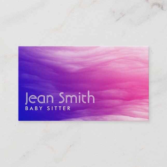 Vivid Colourful Clouds Baby Sitter Business Card (Front)