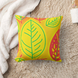 Vivid Colourful Leaves Elegance Art Throw Pillow