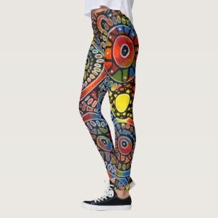 Vivid Colourful Oval Corals Original Abstract Art Leggings