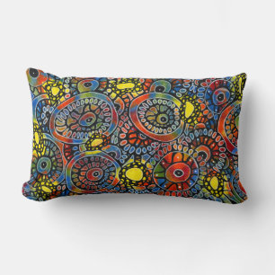 Vivid Colourful Oval Corals Original Abstract Art Lumbar Pillow