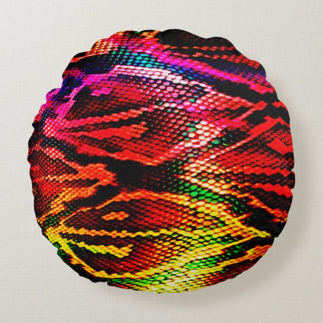 Vivid colourful pattern design made with abstract  round pillow (Front)